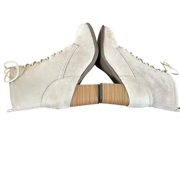 Journey Collection Baylor Lace Up Combat Heeled Bootie Gray NEW 8.5 WIDE - Picture 8 of 10